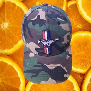 NWT DF Camo Mustang Hook and Loop Closure Adjustable Baseball Hat Cap